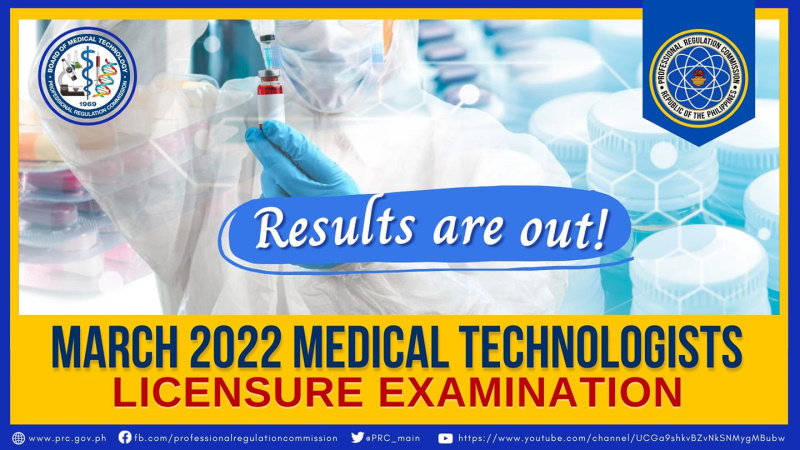 List Of Medical Technologist Board Exam Result Passers For March