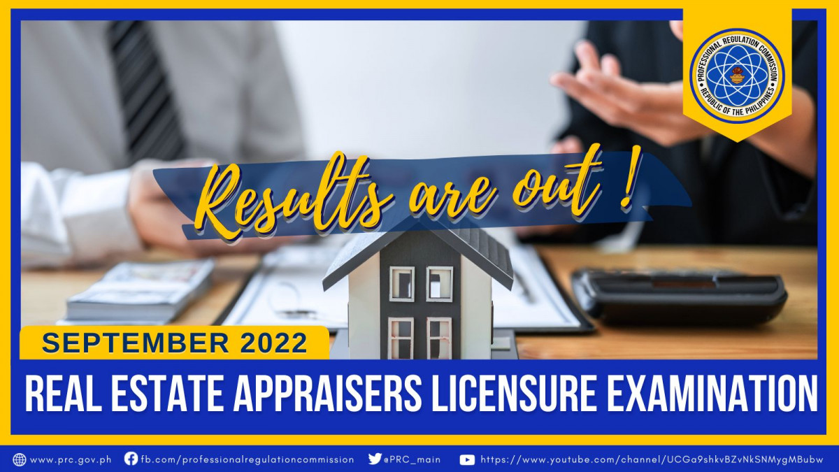 Real Estate Appraiser September 2022 PRC Board Exam Result Education in Philippines