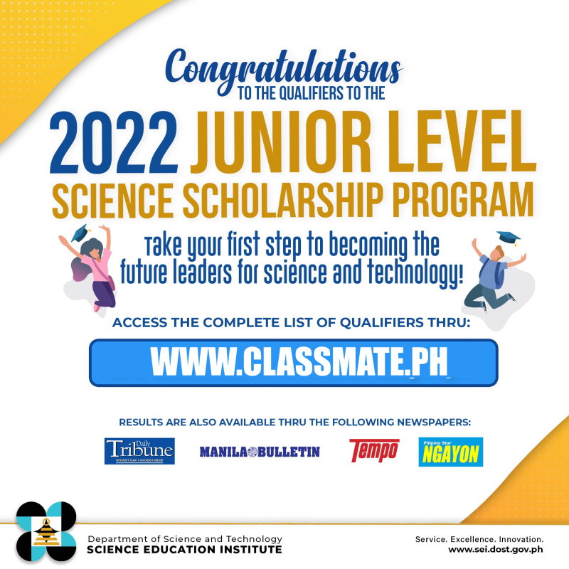 2022 Junior Level Science Scholarships