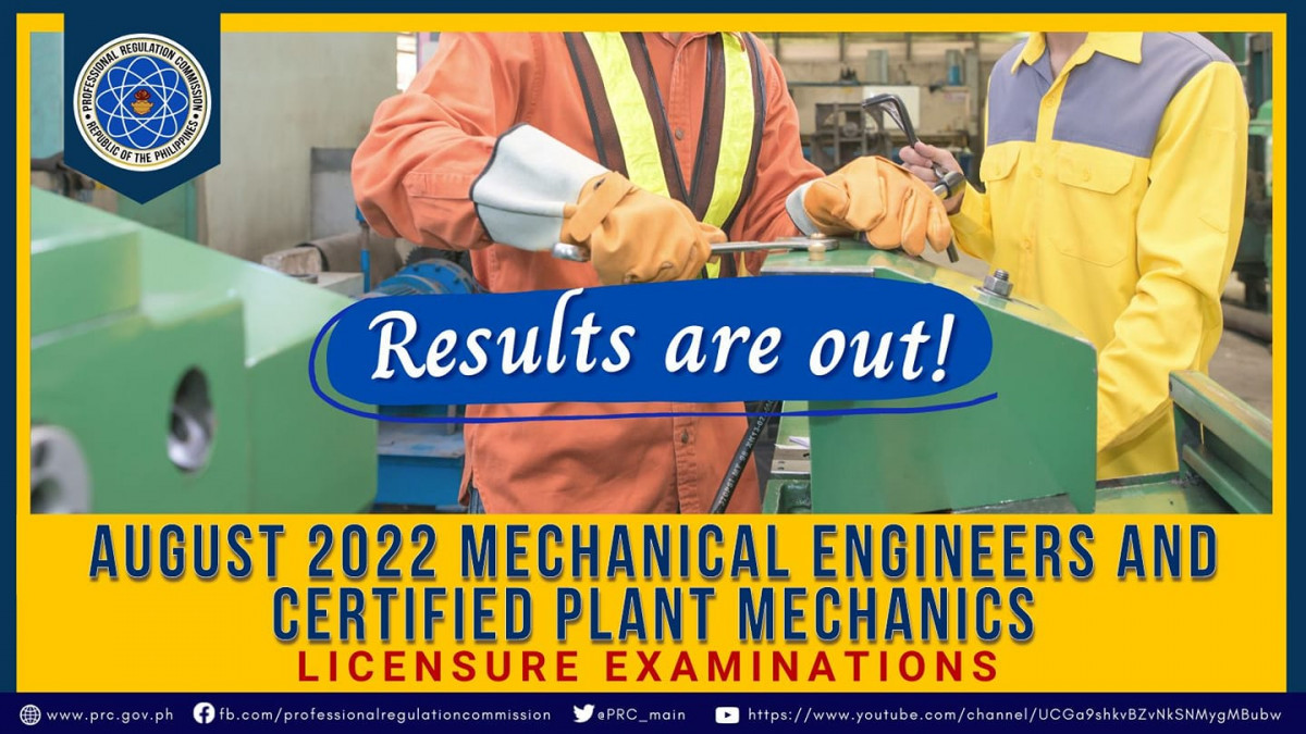 Mechanical Engineer August 2022 PRC Board Exam Result Education in