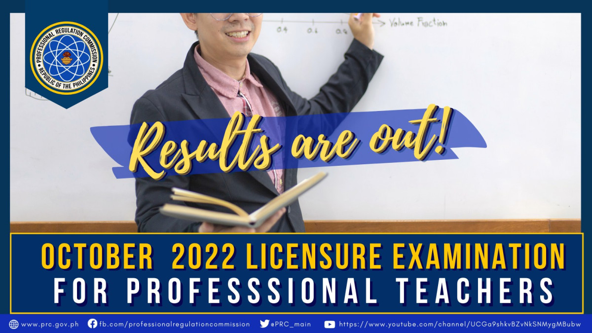 Secondary Teachers: (LEPT) October 2022 PRC Board Exam Result 