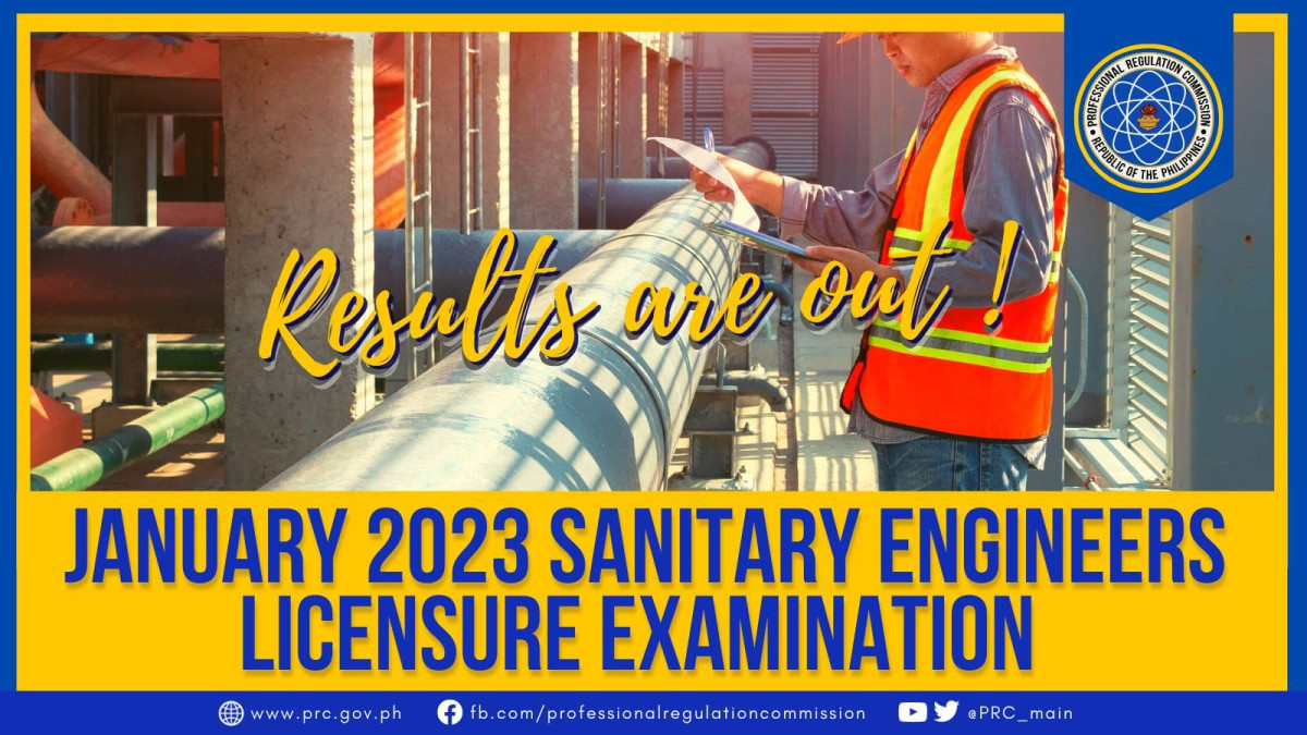 Sanitary Engineer: January 2023 PRC Board Exam Result - Education In ...