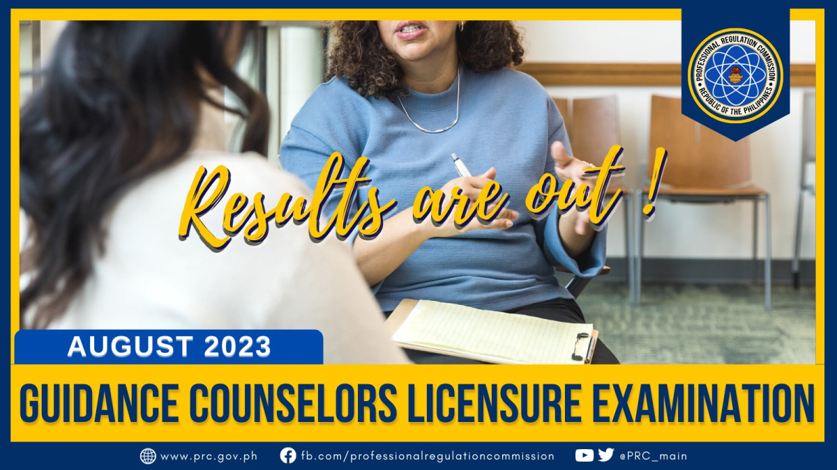 Guidance Counselor August 2023 PRC Board Exam Result Education in